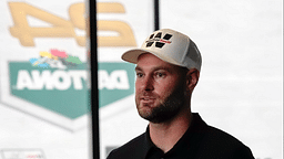 Driver Shane van Gisbergen speaks with the media during IMSA Media Day at the Roar Before the 24 in preparation for the Rolex 24 at Daytona at Daytona International Speedway, Thursday, Jan. 16, 2025.