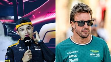 Lando Norris (L) and Fernando Alonso (R)