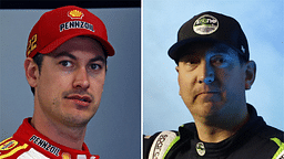 (L-R) NASCAR Cup Series drivers Joey Logano and Kyle Busch