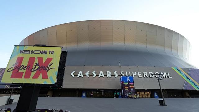 A general overall view of the Caesars Superdome, the site of Super Bowl LIX between the Kansas City Chiefs and Philadelphia Eagles.