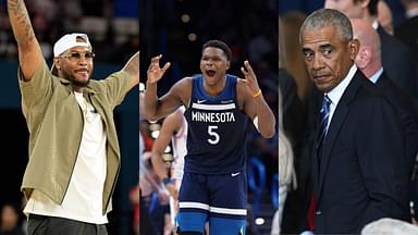 Carmelo Anthony(L), Anthony Edwards(Center), and Former President Barack Obama(R)