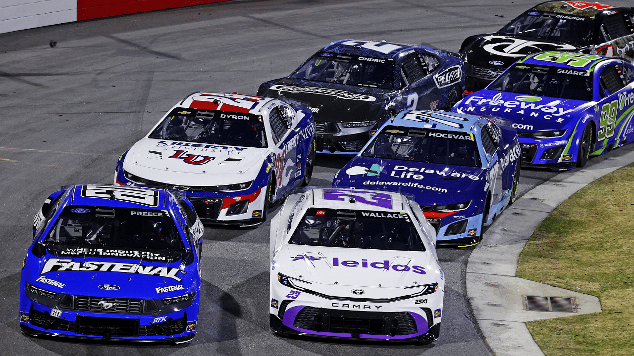 NASCAR Cup Series driver Ryan Preece (60) and NASCAR Cup Series driver Bubba Wallace (23) during the Clash at Bowman Gray at Bowman Gray Stadium.