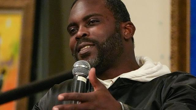 Michael Vick speaks of his at the Wilmington Library as part of 'The Cookout' Black History Month speaker series, Wednesday, Feb. 12, 2025.