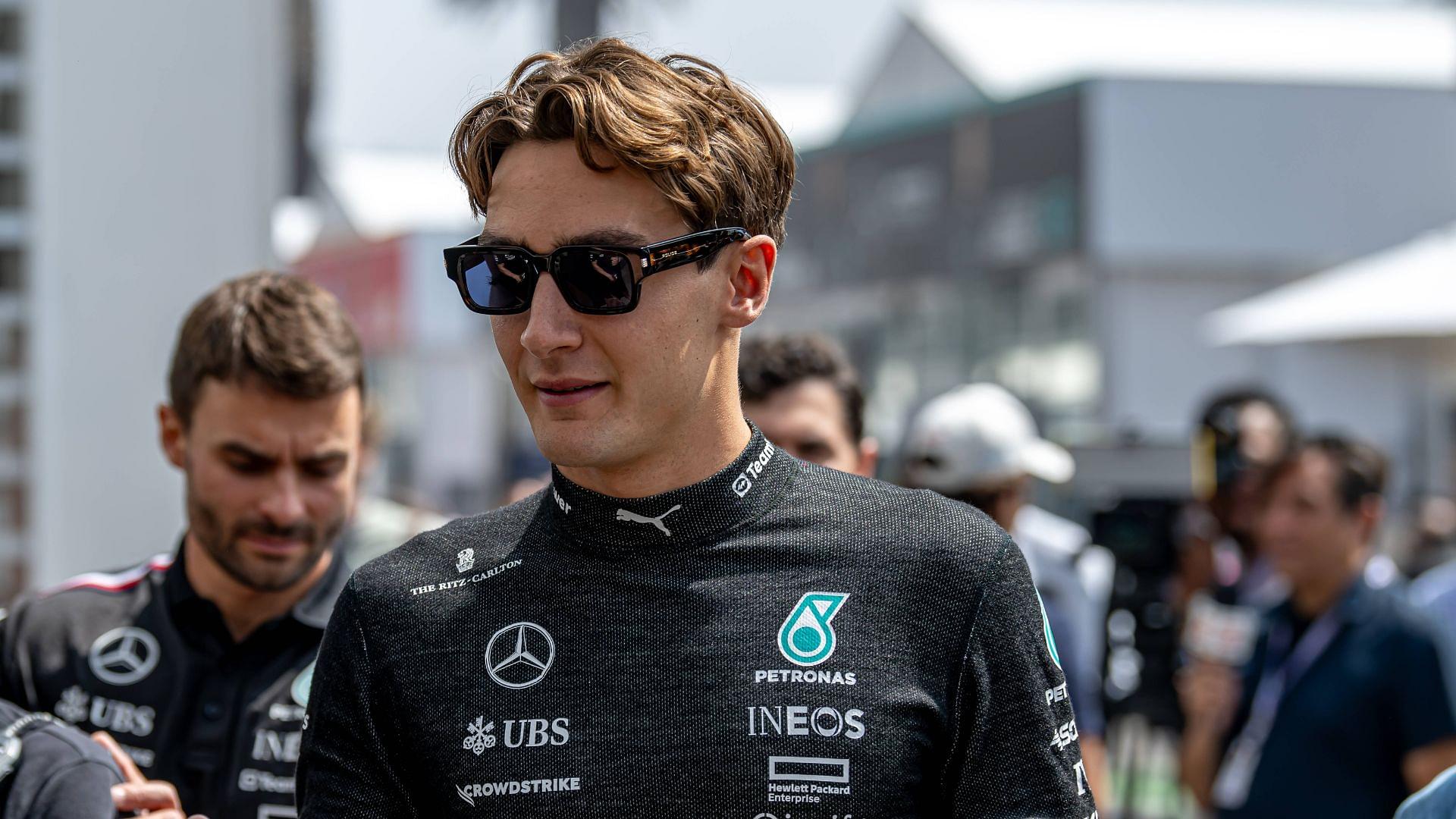 George Russell, racing for the Mercedes team during the 2024 Formula 1 Mexico City Grand Prix at the Autodromo Hermanos Rodriguez in Mexico City, Mexico