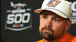 Ricky Stenhouse Jr. talks with reporters, Wednesday February 12, 2025 during Media Day for the Daytona 500.