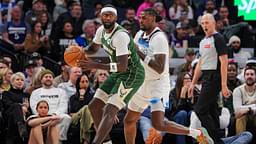 Milwaukee Bucks forward Bobby Portis (9) dribbles against the Minnesota Timberwolves center Naz Reid (11) in the second quarter at Target Center