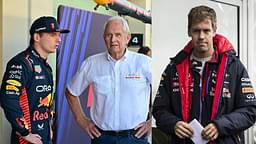 Max Verstappen, Helmut Marko (L) and Sebastian Vettel (R)