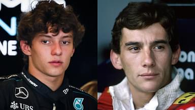 Kimi Antonelli (L) and Ayrton Senna (R)