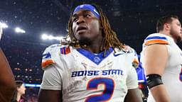 Boise State Broncos running back Ashton Jeanty (2) reacts after the game against the Penn State Nittany Lions in the Fiesta Bowl at State Farm Stadium.