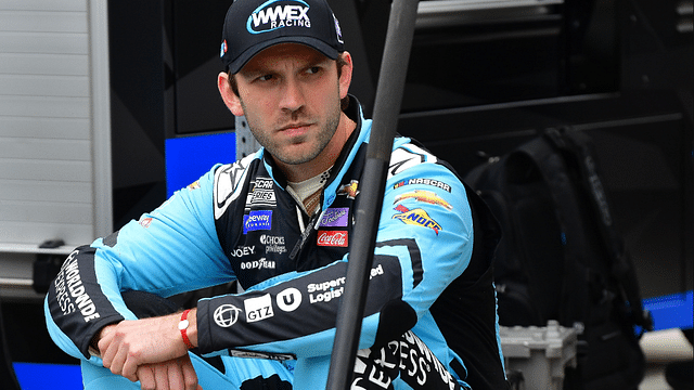 Feb 3, 2024; Los Angeles, California, USA; NASCAR Cup Series driver Daniel Suarez (99) during practice at Los Angeles Memorial Coliseum. Mandatory Credit: Gary A. Vasquez-Imagn Images