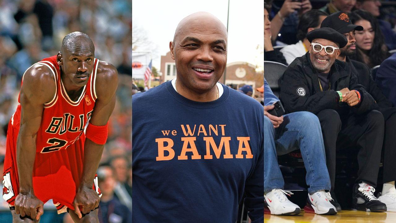 Michael Jordan(L), Charles Barkley(Center), and Spike Lee(R)