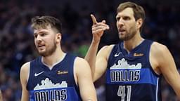 Luka Doncic and Dirk Nowitzki NBA: Detroit Pistons at Dallas Mavericks