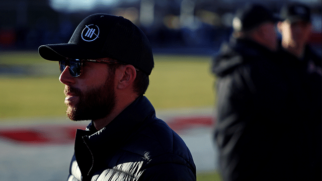 Feb 1, 2025; WInston-Salem, North Carolina, USA; NASCAR Cup Series driver Ross Chastain (1) walks the track before practice for the Clash at Bowman Gray at Bowman Gray Stadium. Mandatory Credit: Peter Casey-Imagn Images