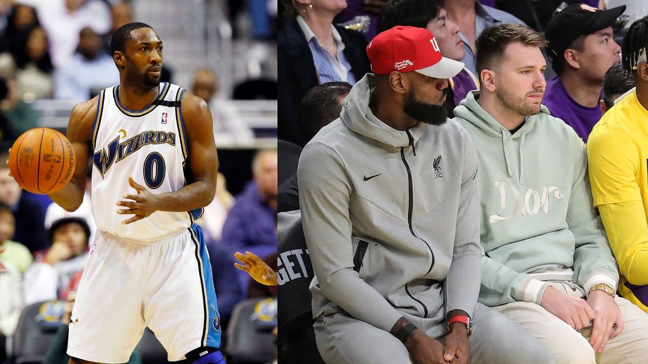 Gilbert Arenas (L), LeBron James and Luka Doncic (R)