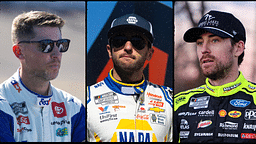 Denny Hamlin (L), Chase Elliott (C) and Ryan Blaney (L). Image Credits: Imagn.