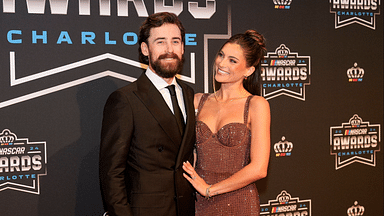 Nov 22, 2024; Charlotte, NC, USA; NASCAR Cup Series driver Ryan Blaney (12) and his fiancé Gianna Tulio during the NASCAR Awards Banquet at Charlotte Convention Center. Mandatory Credit: Jim Dedmon-Imagn Images