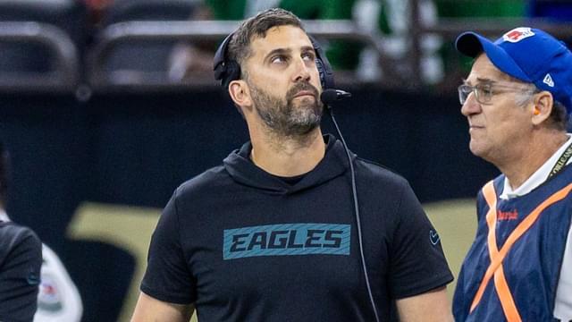 Sep 22, 2024; New Orleans, Louisiana, USA; Philadelphia Eagles head coach Nick Sirianni looks on against the New Orleans Saints during the first half at Caesars Superdome.