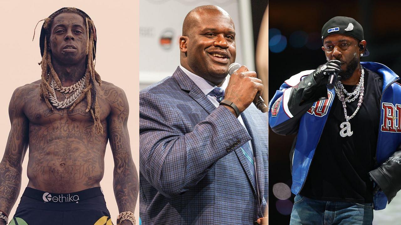 Lil Wayne (L), Shaquille O'Neal (C), and Kendrick Lamar (R)