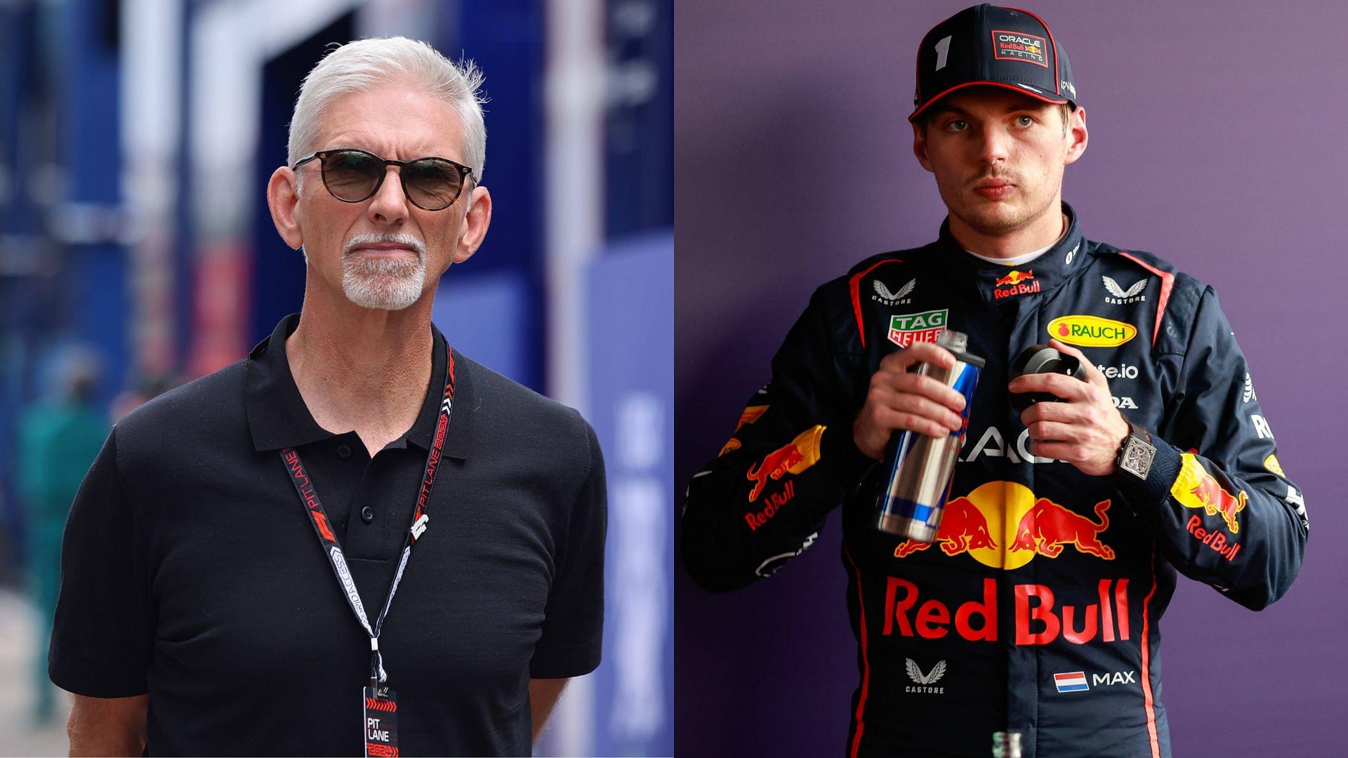 Damon Hill (L) and Max Verstappen (R)