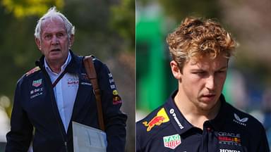 Helmut Marko (L) and Liam Lawson (R)