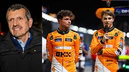 Guenther Steiner (L), Lando Norris and Oscar Piastri (R)