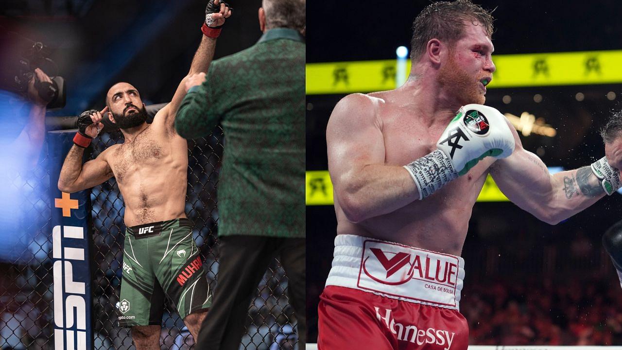 Belal Muhammad (L), Canelo Alvarez (R)