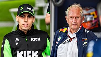 Gabriel Bortoleto (L) and Helmut Marko (R)