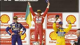 WINNER AYRTON SENNA ON MCLAREN FORD SECOND DAMON HILL ON WILLIAMS RENAULT AND THIRD MICHAEL SCHUMACHER ON BENETTON FORD