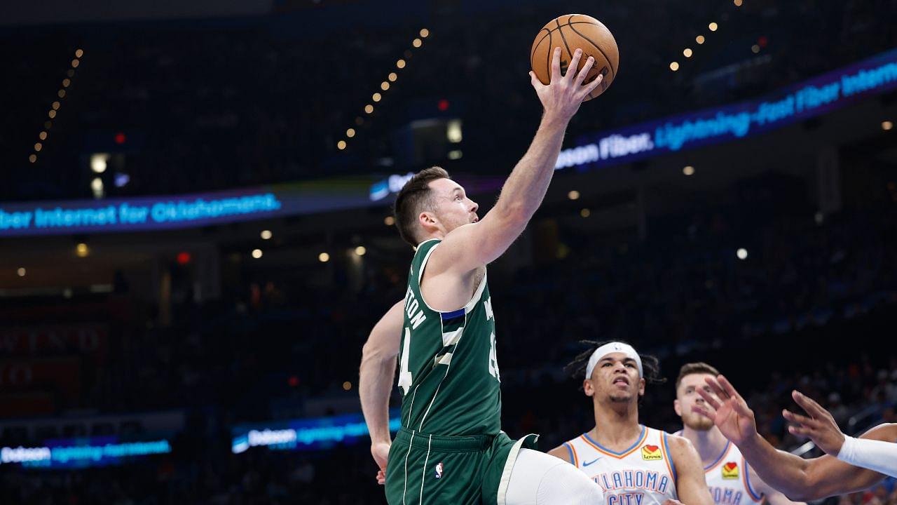 Milwaukee Bucks guard Pat Connaughton (24) shoots against the Oklahoma City Thunder during the second quarter at Paycom Center