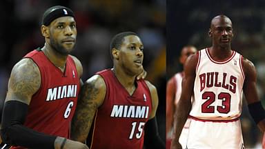 LeBron James and Mario Chalmers (L), Michael Jordan (R)