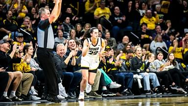 Iowa guard Caitlin Clark (22) reacts after making a 3-point basket during a NCAA Big Ten Conference women's basketball game against Purdue, Thursday, Dec. 29, 2022, at Carver-Hawkeye Arena in Iowa City, Iowa.