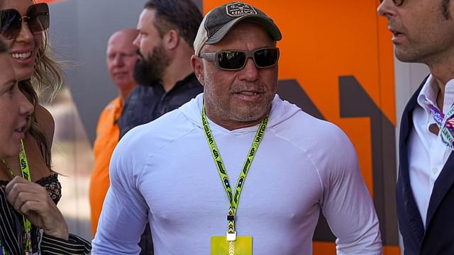 Joe Rogan talks to fans in the paddock at the Formula 1 Pirelli United States Grand Prix at Circuit of the Americas.