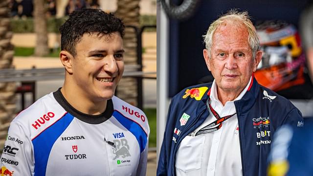 Isack Hadjar (L) and Helmut Marko (R)