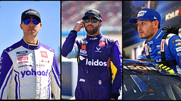 Denny Hamlin (L), Bubba Wallace (C) and Kyle Larson (R). Image Credits: Imagn.