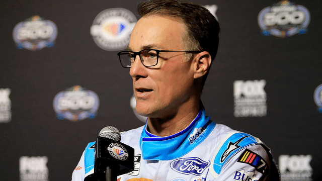 Nascar driver Kevin Harvick speak to reporters during the 2023 media day. Mandatory Credit: © NADIA ZOMORODIAN/NEWS-JOURNAK / USA TODAY NETWORK.