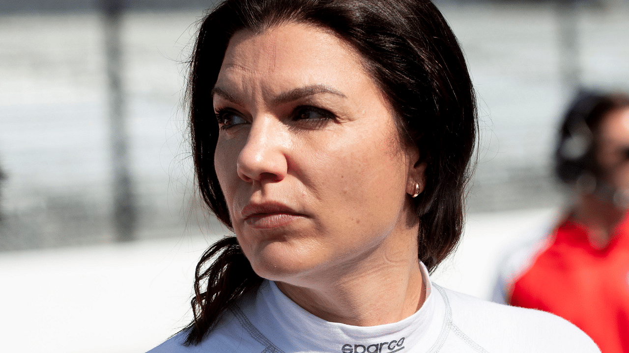 Dale Coyne Racing with RWR driver Katherine Legge (51) looks out on the track Saturday, May 18, 2024, during practice ahead of qualifying for the 108th running of the Indianapolis 500 at Indianapolis Motor Speedway.