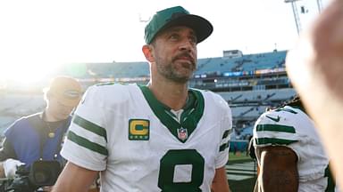 Dec 15, 2024; Jacksonville, Florida, USA; New York Jets quarterback Aaron Rodgers (8) after the game against the Jacksonville Jaguars at EverBank Stadium.