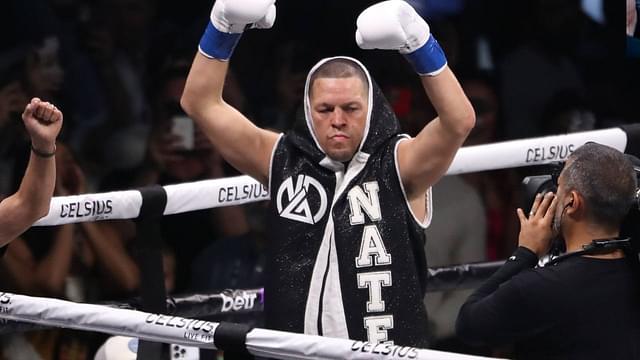 Nate Diaz steps in the ring for his 8-round main-event Cruiserweight bout at Paul vs Diaz at American Airlines Center on August 5, 2023 in Dallas, Texas.