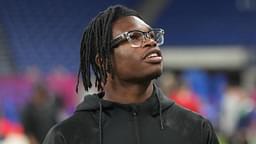 Feb 28, 2025; Indianapolis, IN, USA; Colorado defensive back Travis Hunter (DB15) looks on during the 2025 NFL Scouting Combine at Lucas Oil Stadium.