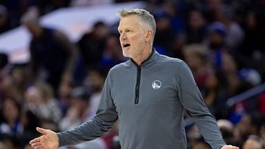 Golden State Warriors head coach Steve Kerr reacts during the second quarter against the Philadelphia 76ers at Wells Fargo Center.