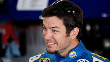 NASCAR Sprint Cup Series driver Martin Truex Jr. (56) in the garage during practice for the Aarons 499 at Talladega Superspeedway.