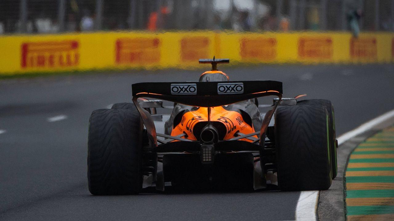 Oscar Piastri McLaren Formula 1 Team, 81 in MCL39, rear view of rear wing rear of vehicle, AUS, Formula 1 World Championship, Luis Vuitton Australian Grand Prix, Albert Park Circuit Melbourne, Race, 2025 season