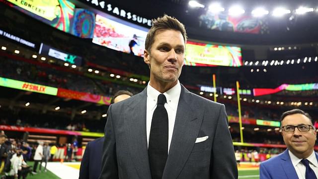 Tom Brady on the field before Super Bowl LIX between the Philadelphia Eagles and the Kansas City Chiefs at Ceasars Superdome.