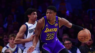 Los Angeles Lakers forward Rui Hachimura (28) dribbles the ball on Dallas Mavericks guard Max Christie (00) during the first quarter at Crypto.com Arena