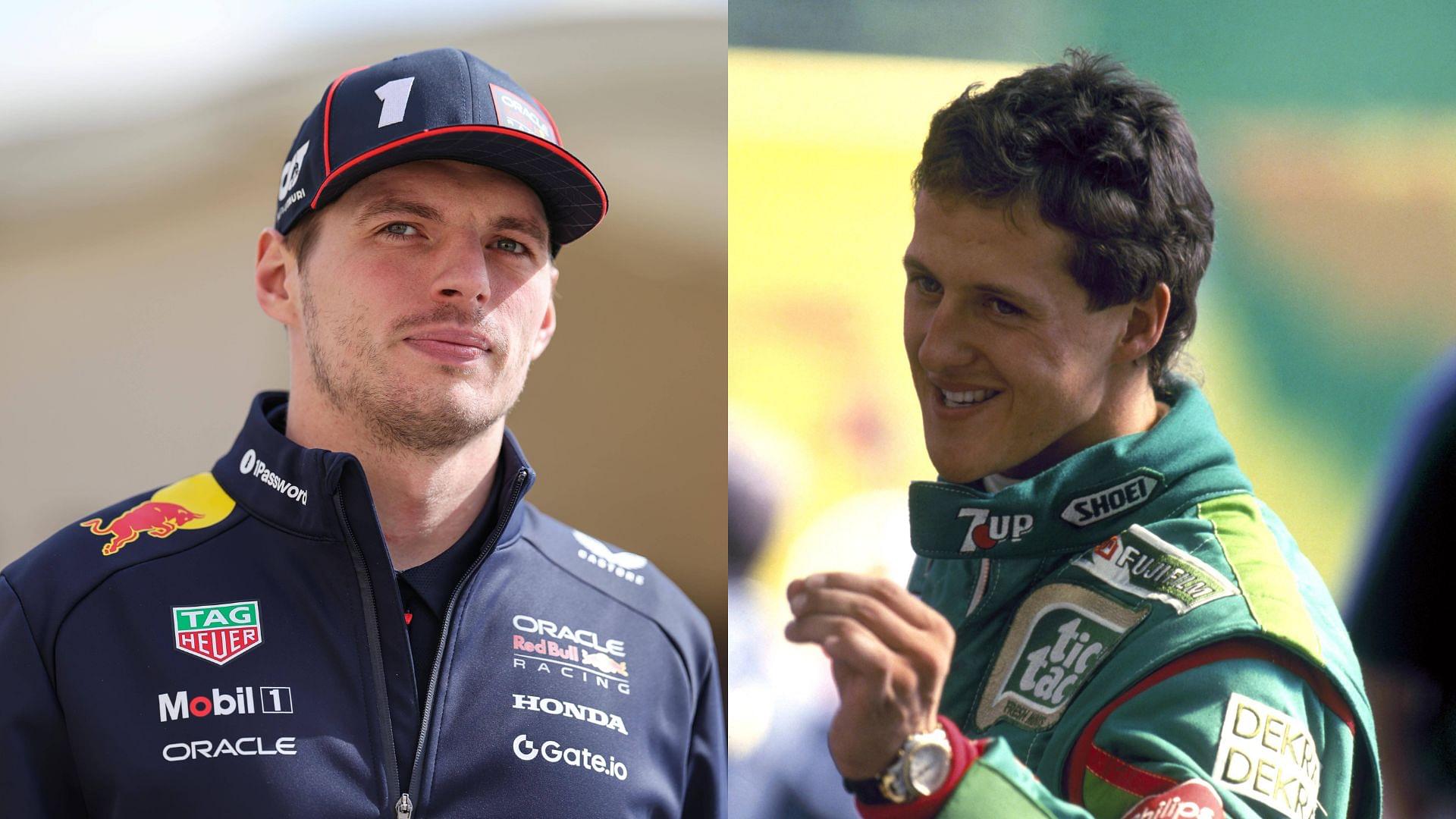 Max Verstappen (L) and Michael Schumacher (R)