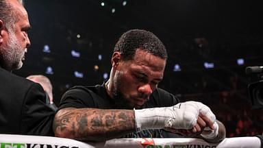 Lamont Roach Jr. looks on disappointed after hearing his title challenge against Gervonta Davis is ruled a draw believing he pulled off the upset.