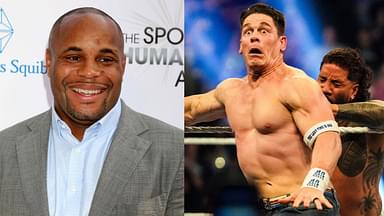 Daniel Cormier (L), John Cena (R)