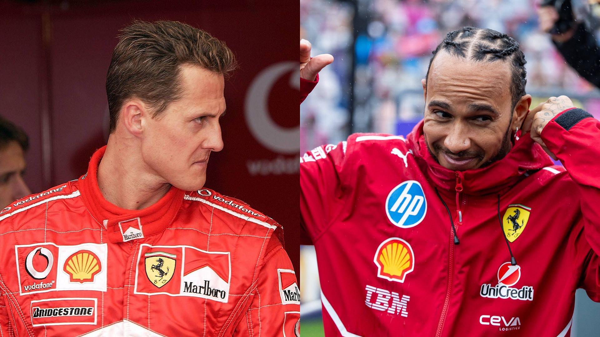 Michael Schumacher (L) and Lewis Hamilton (R)