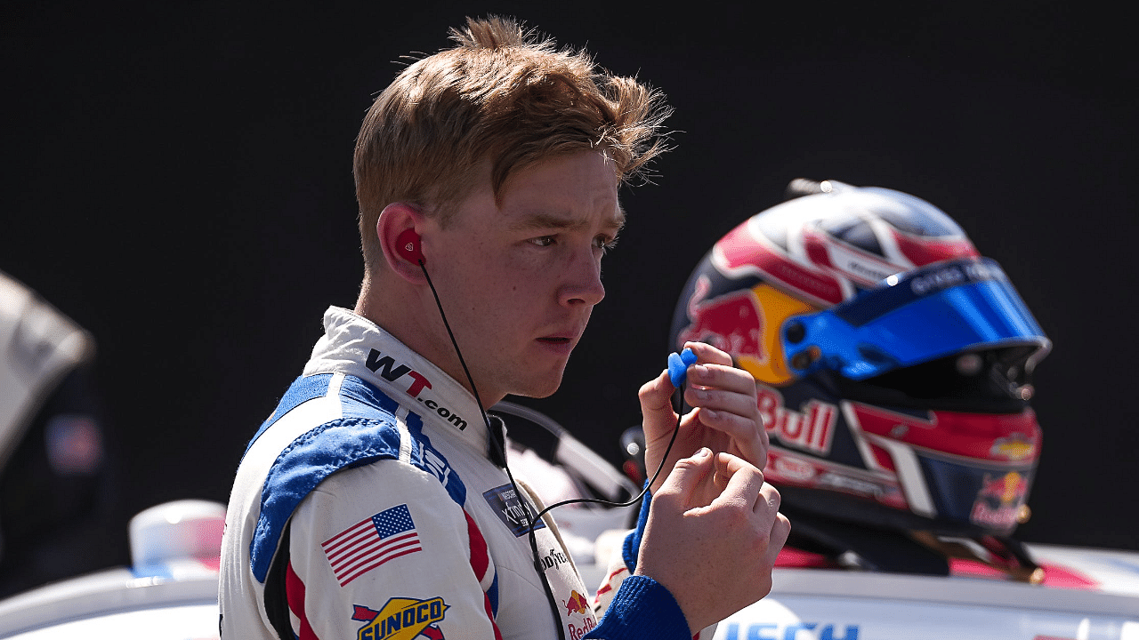 WeatherTech Chevrolet driver Connor Zilisch (88) puts in ear plugs ahead of the NASCAR Xfinity Series Focused Health 250 at Circuit of the Americas on Saturday, March 1, 2025 in Austin.