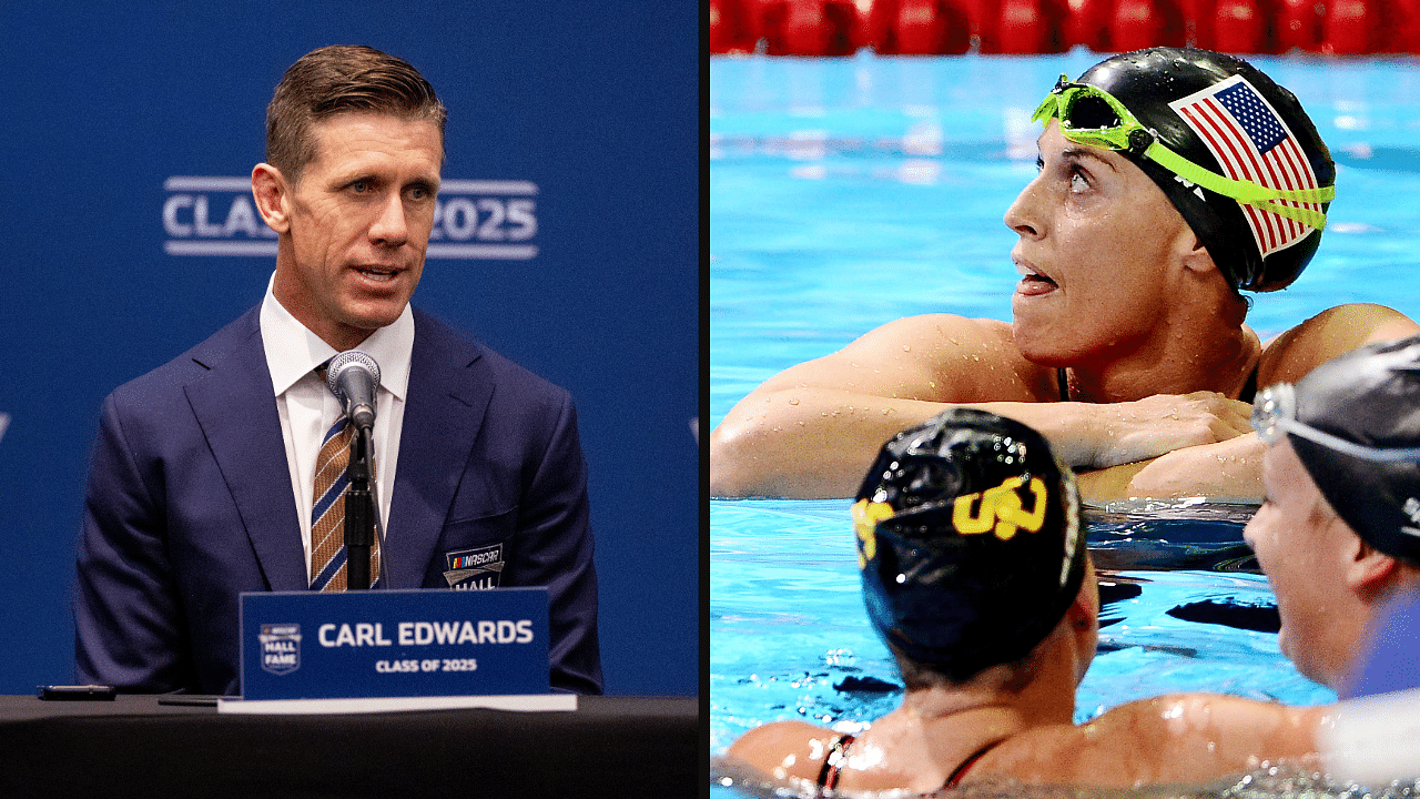 Carl Edwards (L) and Amanda Beard (R)